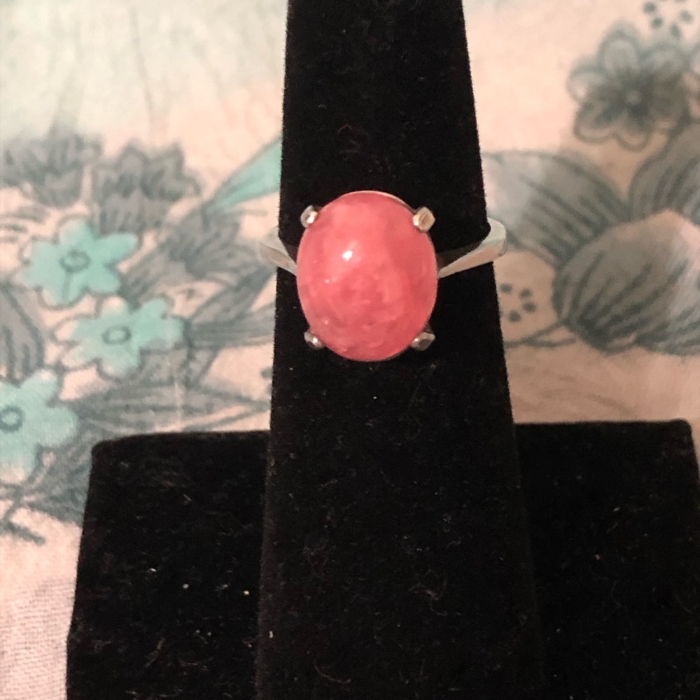 Sterling Silver Morganite Ring sz 5 1/2 J032